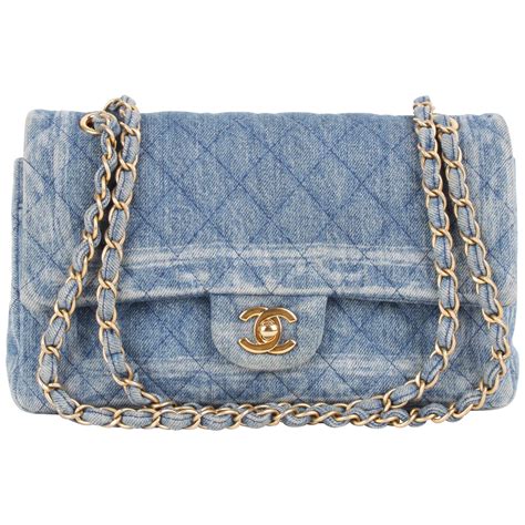 chanel classic flap denim|Chanel denim shoulder bag.